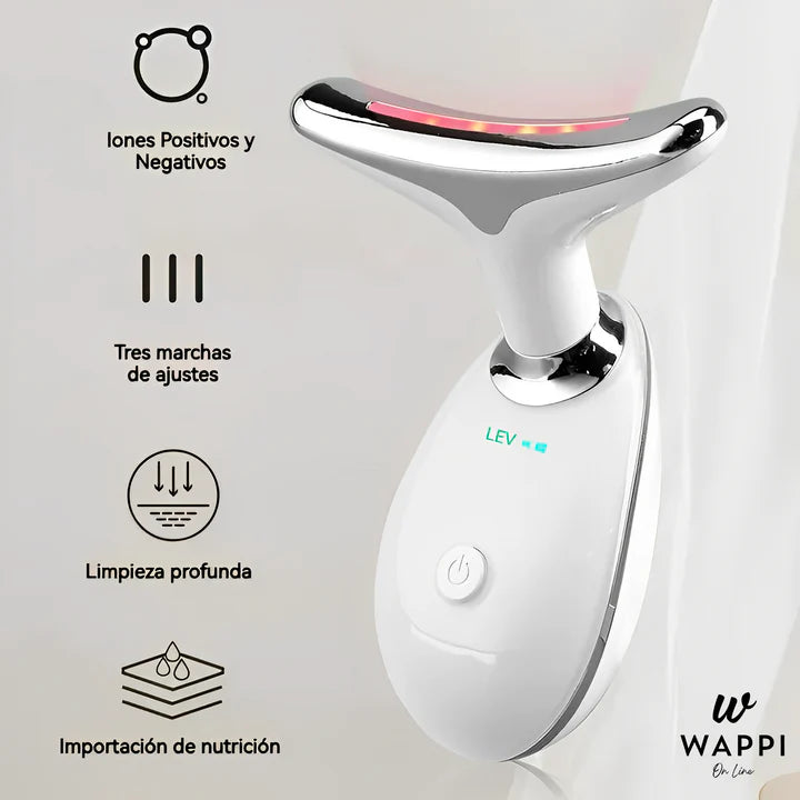 Masajeador Facial y de Cuello LED 3 en 1 – Reafirma, Rejuvenece y Relaja Desde Casa ✨