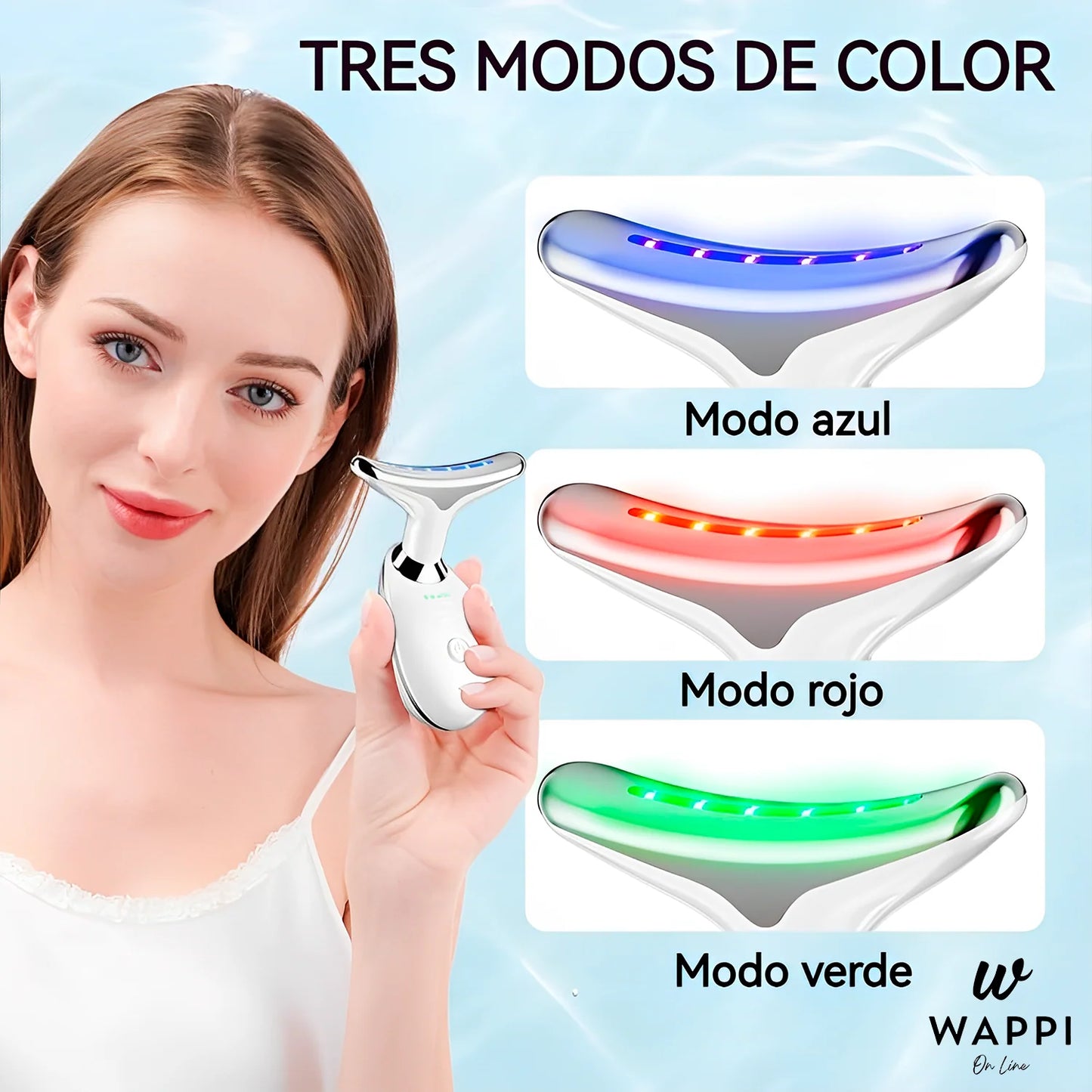 Masajeador Facial y de Cuello LED 3 en 1 – Reafirma, Rejuvenece y Relaja Desde Casa ✨
