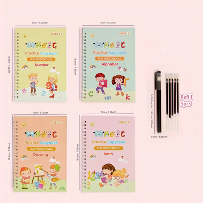 CUADERNOS MÁGICOS DE CALIGRAFÍA ✍️|KIT DE 4 — LA LETRA DE TU HIJO EN 4 SEMANAS