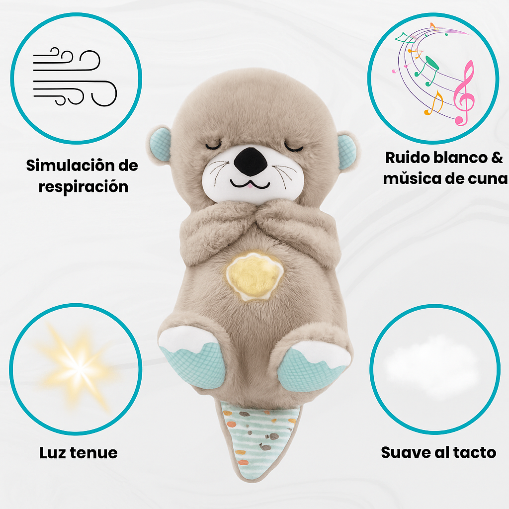 PELUCHE QUE RESPIRA 🦦|AYUDA A TU HIJO A DORMIRSE SIN DRAMA - LUZ Y MÚSICA