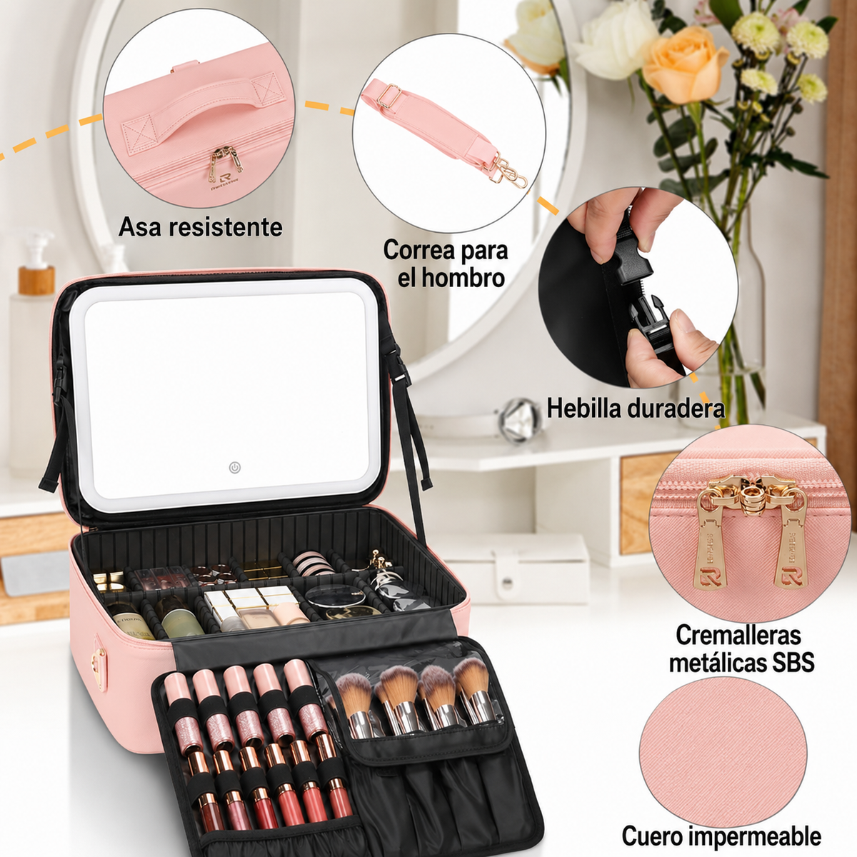 COSMETIQUERA CON ESPEJO LED 💄|TU MAQUILLAJE ORDENADO Y CON LUZ DE ESTUDIO