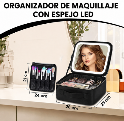 COSMETIQUERA CON ESPEJO LED 💄|TU MAQUILLAJE ORDENADO Y CON LUZ DE ESTUDIO