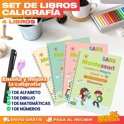 CUADERNOS MÁGICOS DE CALIGRAFÍA ✍️|KIT DE 4 — LA LETRA DE TU HIJO EN 4 SEMANAS