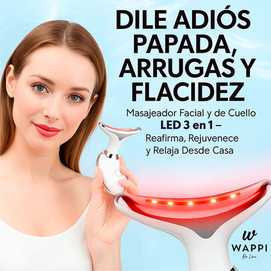 Masajeador Facial y de Cuello LED 3 en 1 – Reafirma, Rejuvenece y Relaja Desde Casa ✨