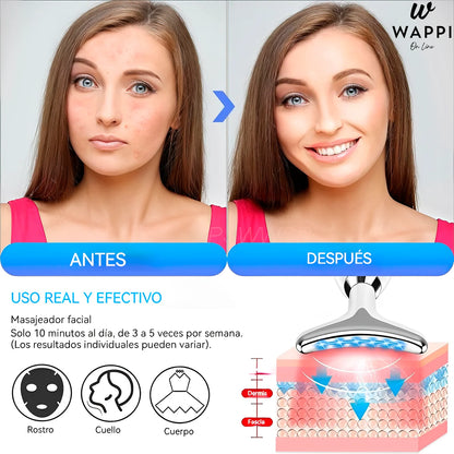 Masajeador Facial y de Cuello LED 3 en 1 – Reafirma, Rejuvenece y Relaja Desde Casa ✨