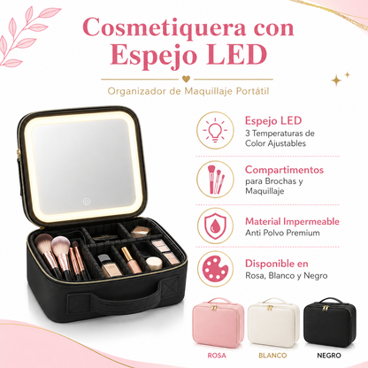 COSMETIQUERA CON ESPEJO LED 💄|TU MAQUILLAJE ORDENADO Y CON LUZ DE ESTUDIO