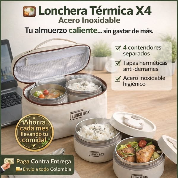 LONCHERA TÉRMICA DE ACERO INOXIDABLE|MANTÉN TU COMIDA CALIENTE DONDE VAYAS