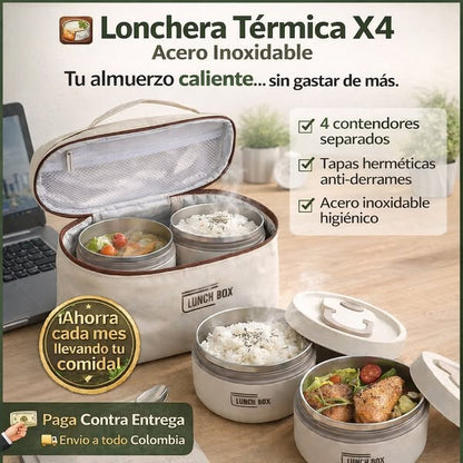 LONCHERA TÉRMICA DE ACERO INOXIDABLE|MANTÉN TU COMIDA CALIENTE DONDE VAYAS