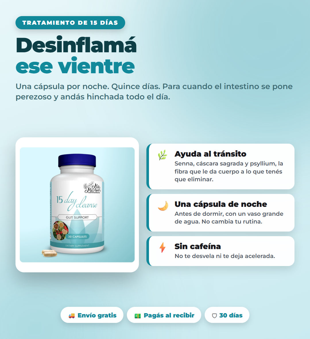 Frasco de 15 Day Cleanse con 30 cápsulas