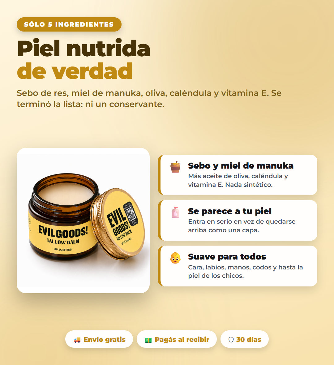 Bálsamo Evil Goods de sebo y miel de manuka