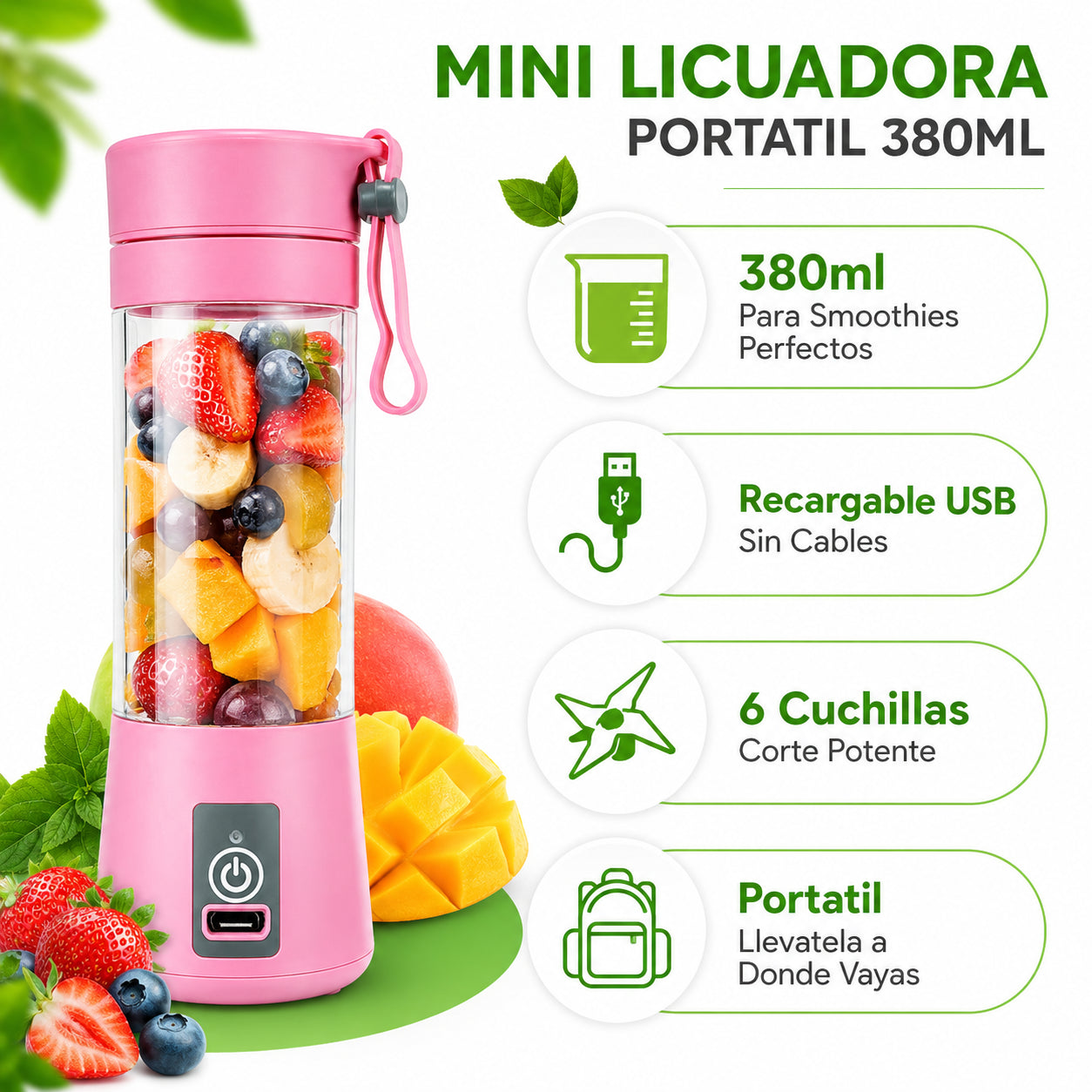 Mini licuadora portatil recargable