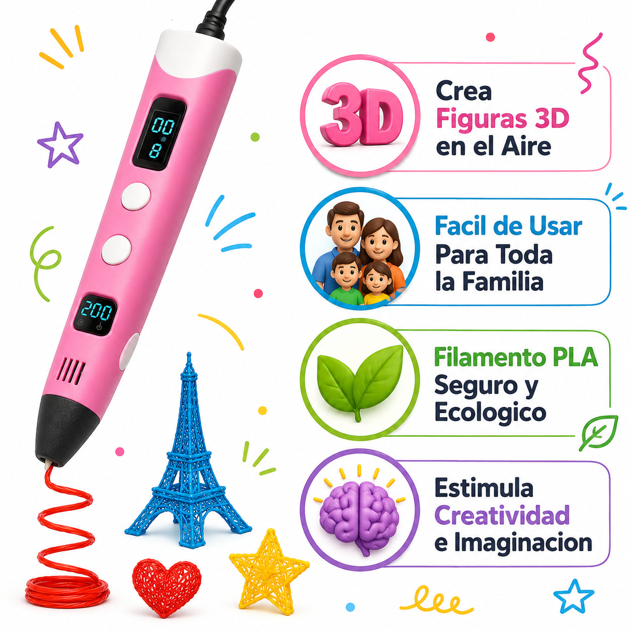 Pluma 3D dibujando una figura
