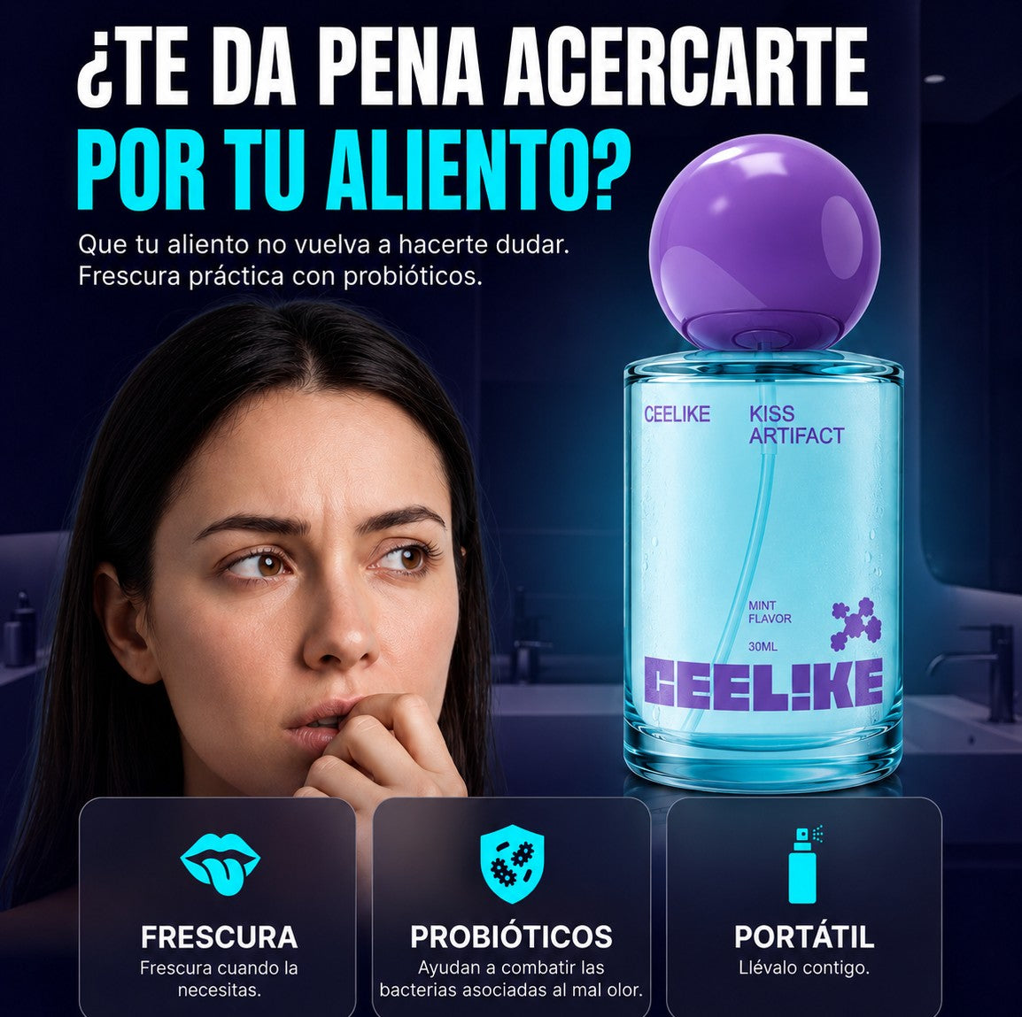 Spray bucal Ceelike para el mal aliento